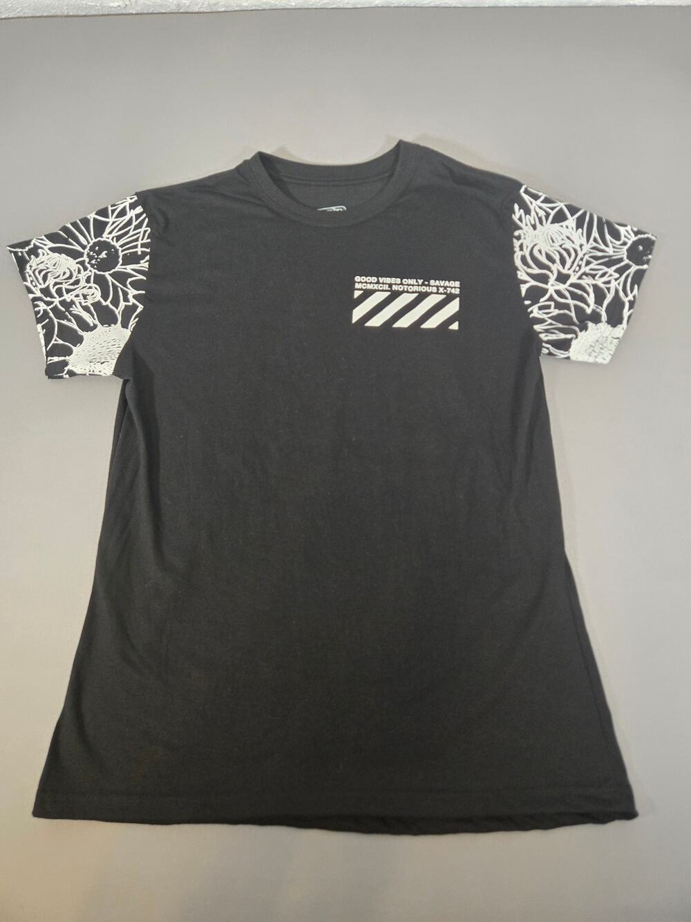 Fresh Laundry Cash King Sunflower Graphic T-Shirt Black White Mens Size Medium M